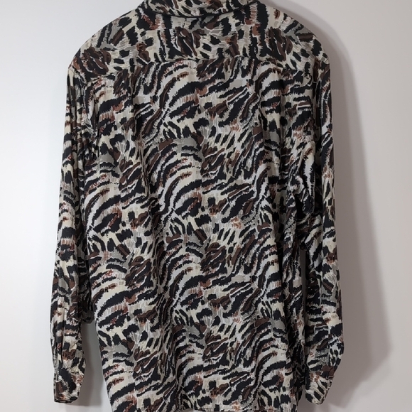 Anna And Frank | 100% Silk Black Brown Abstract Print Button Down Shirt Size M - Picture 8 of 8